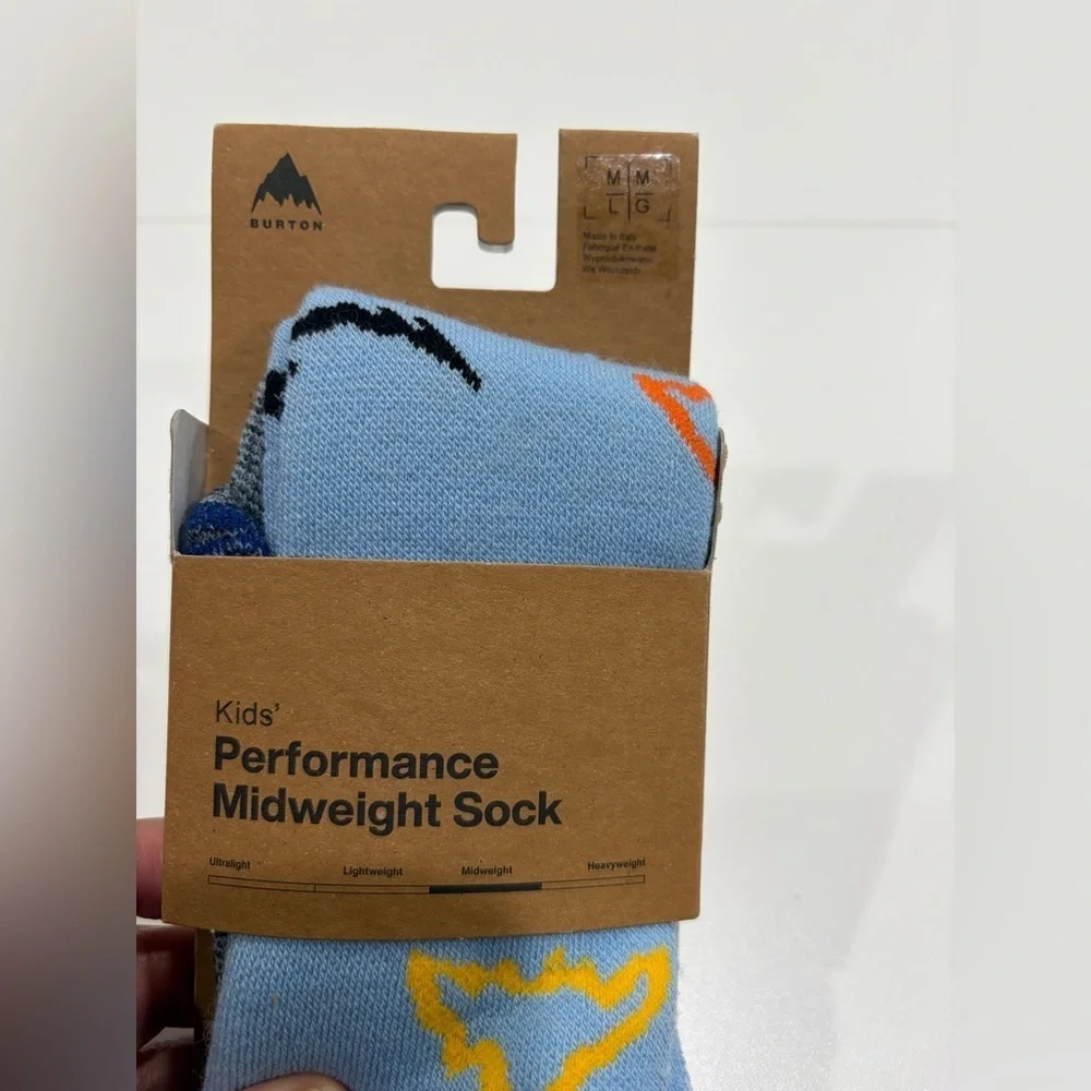 Burton Kids' Med Large Performance Midweight Socks Blue NWT M/L Ski Snowboard